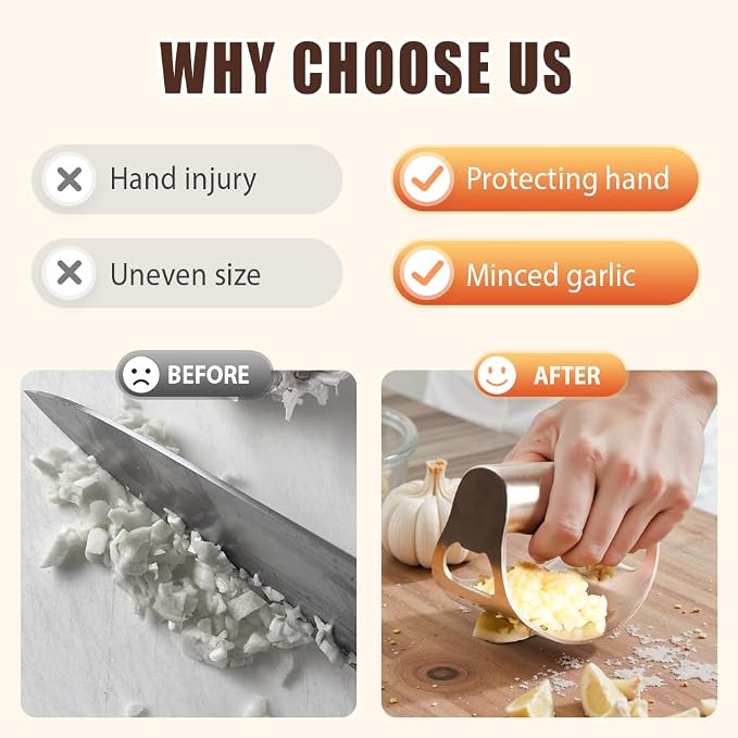 Stainless Steel Garlic Press Rocker, 2026 New Heavy Duty Ergonomic Garlic Crusher Tool with Peeler and Brush for Smash Garlic Built-in Bottle Opener - Easy Kitchen Gadget for Home Cooks (3PCS)