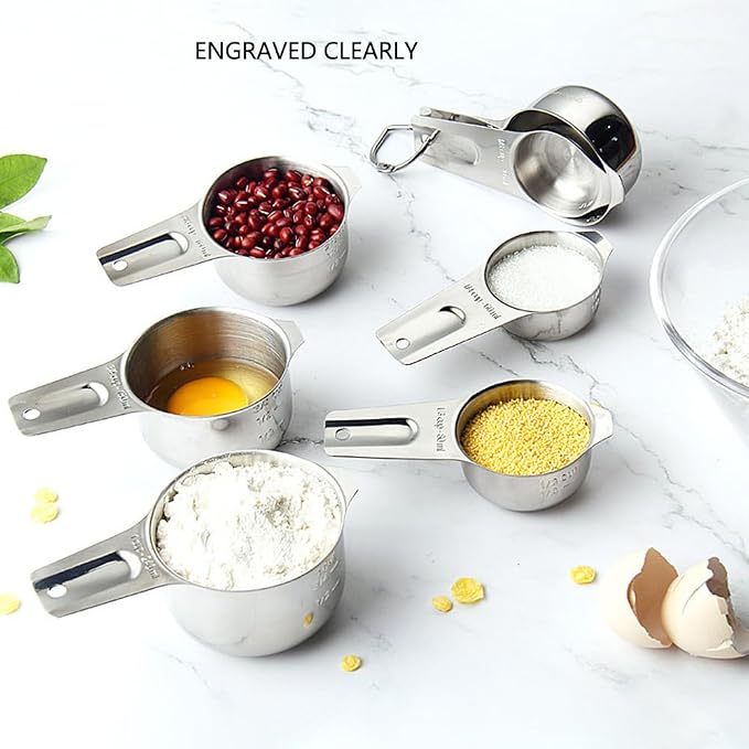 Measuring Cups and Spoons Set Heavy Duty 304 Metal Stainless Steel Measuring Cup Spoon Kitchen Gadgets for Cooking Baking (Set of 17)