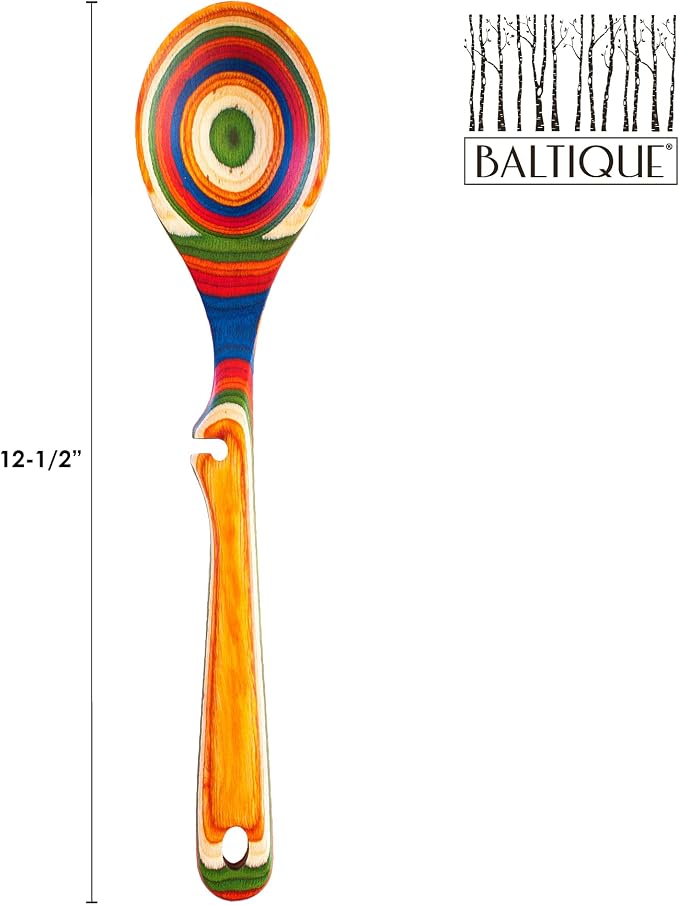 Totally Bamboo Baltique Marrakesh Collection 12-1/2" Wooden Cooking Spoon with Spoon Rest Notch, Ready for Use on Nonstick
