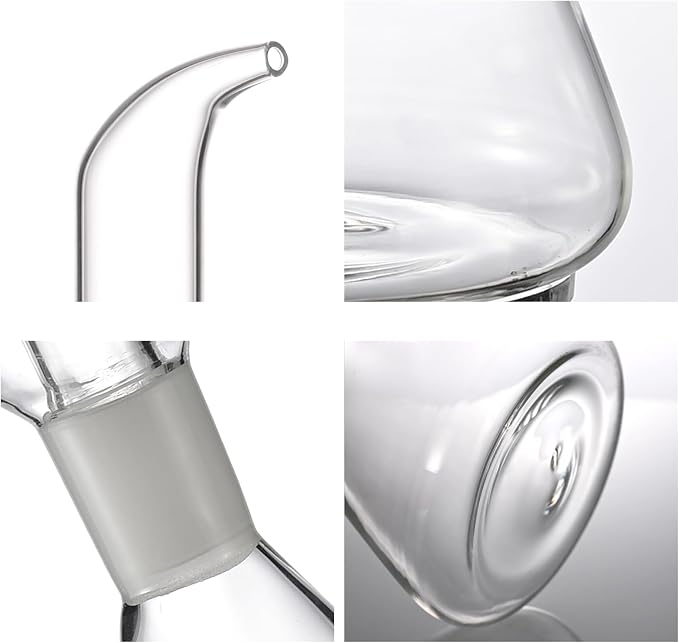 ELETON Conical Borosilicate Glass Olive Oil Dispenser – Non Drip Oil Bottle for Kitchen, Leak Proof Vinegar Cruet, Easy Clean, 12 oz