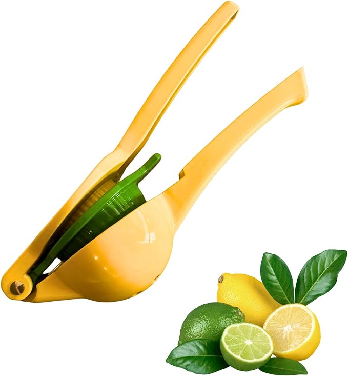 NAZANIN Dual-Bowl Lemon Squeezer - Heavy Duty Aluminum Citrus Juicer & Lime Press - Professional Manual Hand Juicer for Cocktails, Margaritas, Salads - Ergonomic Design, Dishwasher Safe Kitchen Tool