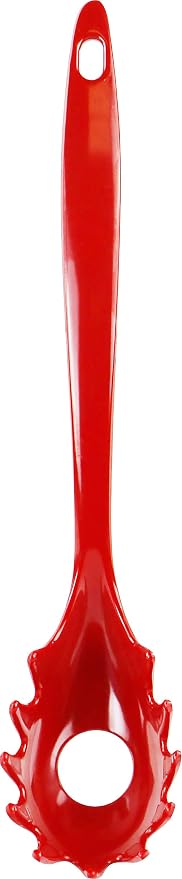 Spaghetti Spoon, Pasta Server, Fork with Ergonomic Handle, Heat Resistant, BPA Free,11.5 inch Melamine Utensil by Reston Lloyd, 6 piece set, Red