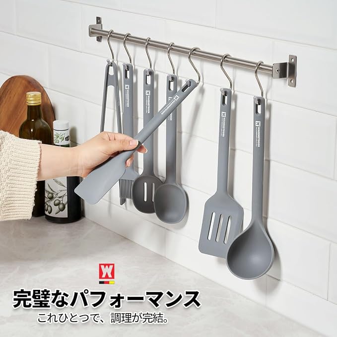 Wagensteiger Dark Gray Silicone Scraping Spatula: Cooking Tool with Heat Resistant, Protects Surfaces with Gentle Head Design, Cooking Spatula for Spreading and Mixing, BPA Free (11.22inch x 2.17inch)