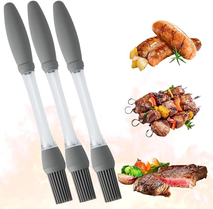 Silicone Oil Brush Basting Pastry Brush for BBQ Grilling Baking, 2026 New Heat Resistant Spread Oil Butter Sauce for Cooking, for Kitchen Gadget Home Outdoor Use (3PCS)