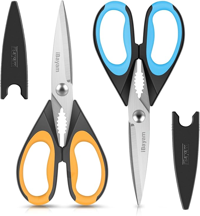 Kitchen Scissors, 2-Pack Kitchen Shears, 9 Inch Heavy Duty Dishwasher Safe Food Scissors, Multipurpose Stainless Steel Sharp Cooking for Kitchen, Chicken, Poultry, Fish, Meat, Herbs