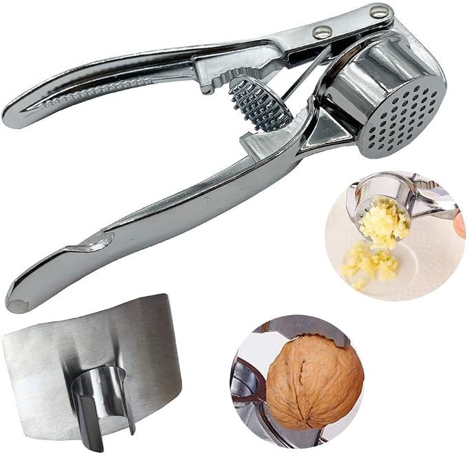 The sturdy design of garlic cloves press, garlic press can extract more garlic paste. Free stainless steel finger guard (large, round)