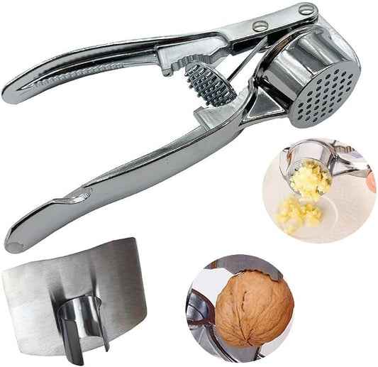 The sturdy design of garlic cloves press, garlic press can extract more garlic paste. Free stainless steel finger guard (large, round)