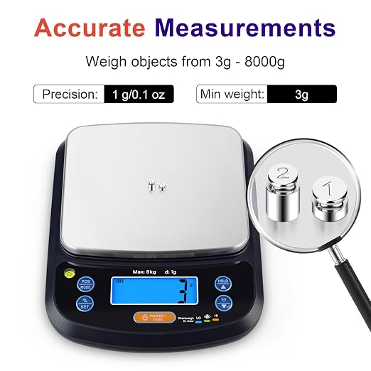 THINKSCALE Digital Kitchen Scale, 11lb/5kg Food Scale with Bowl, Digital Grams and Ounces for Weight Loss, Dieting, Baking, Cooking, and Meal Prep, Backlit Display