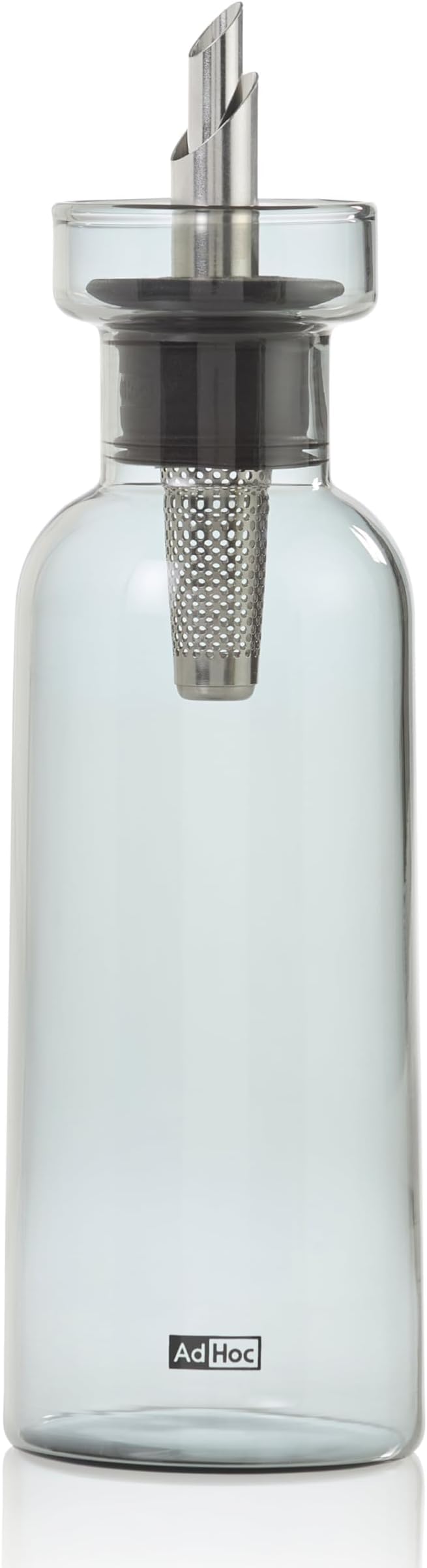 AdHoc AromaPour Grey Glass Oil and Vinegar Bottle Set, 2x 300ml Filtered Non-Drip Dispenser for Oil and Vinegar, Dishwasher Safe,