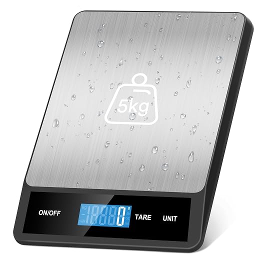 Zivacate Digital Kitchen Scales - Food Scale 15kg/33lb, 1g/0.05oz Precision, 6 Units with Tare Function, Stainless Steel, LCD Display, for Office, School, Home, Baking, Cooking (Battery Not Included)