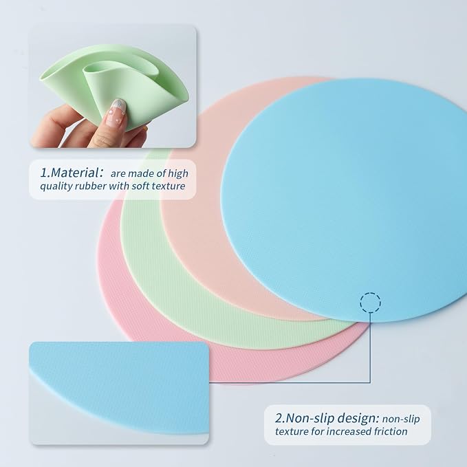 Imeepa 4PCS Rubber Jar Opener Gripper Pads for Seniors (4 Colors) | Non-Slip Rubber Grips Open Tight Jars Easily. Ideal for Arthritis, Weak Hands. 4-Piece Set, Versatile For Bottles & Cans