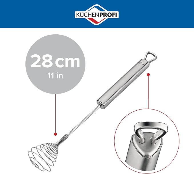 Küchenprofi Stainless Steel Parma Push Whisk, Hand Whisk for Eggs, Batter, and Dough, Metal Whisk for Kitchen Use, 11 Inches