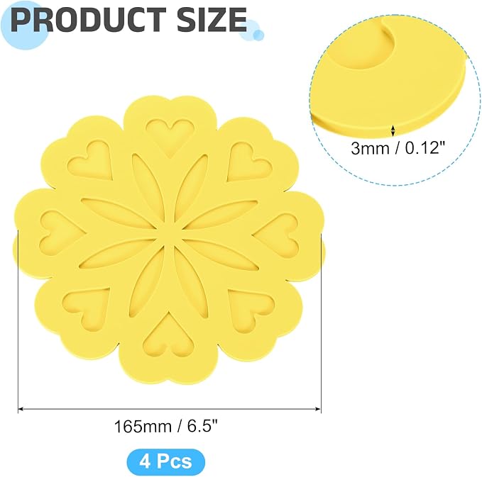 uxcell 2Pcs Silicone Trivet Mats, Flower Pattern Silicone Pad Hot Pad Pan Protectors Table Protector Heat Resistant Mat for Countertop, Hot Dishes, Hot Pots and Pans, Wine Red