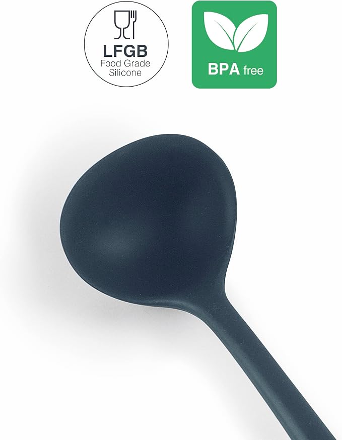 Lacor - 64466 - Grey Bowl, Serving Bucket, Silicone Bowl, Kitchen Utensils, Ergonomic Handle, Non-Stick Coating, high Temperature Resistant, Dishwasher Safe, Length 29 cm