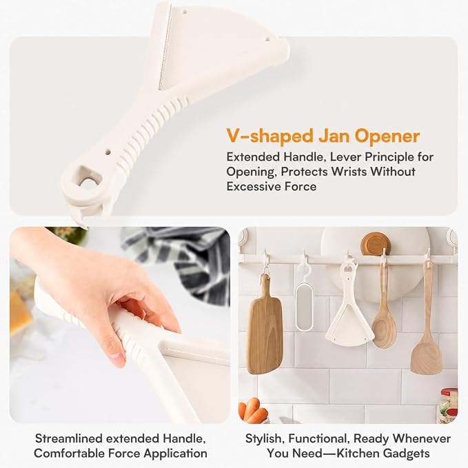 Jar Opener for Weak Hands & Seniors with Arthritis, Easy Twist | Effort-Saving Jar Opening for Large & Tight Lids, Extended Non-Slip Handle, Easy to Use, 3-in-1 Kitchen Tool