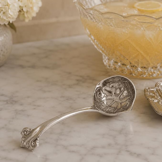 Arthur Court Fleur-De-Lis Serving Ladle - Elegant Aluminum Spoon for Punch and Soup - 12 Inch Long