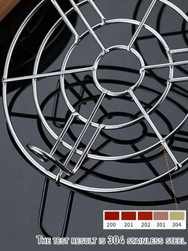 Cooking Rack with 2.8" Height Legs Round Stainless Steel with Legs Dia 8.7" Heavyweight Cross Wire Steaming Cooling Barbecue Rack/Carbon Baking Net/Grill/Pan Grate (Height 2.8",8.7"/22cm)