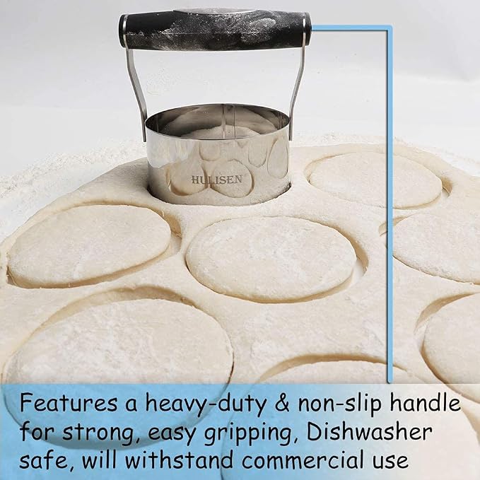 HULISEN 3 inch Biscuit Cutter, Stainless Steel Round Cookies Cutter with Soft Grip Handle, Gift Package (Pack of 2)