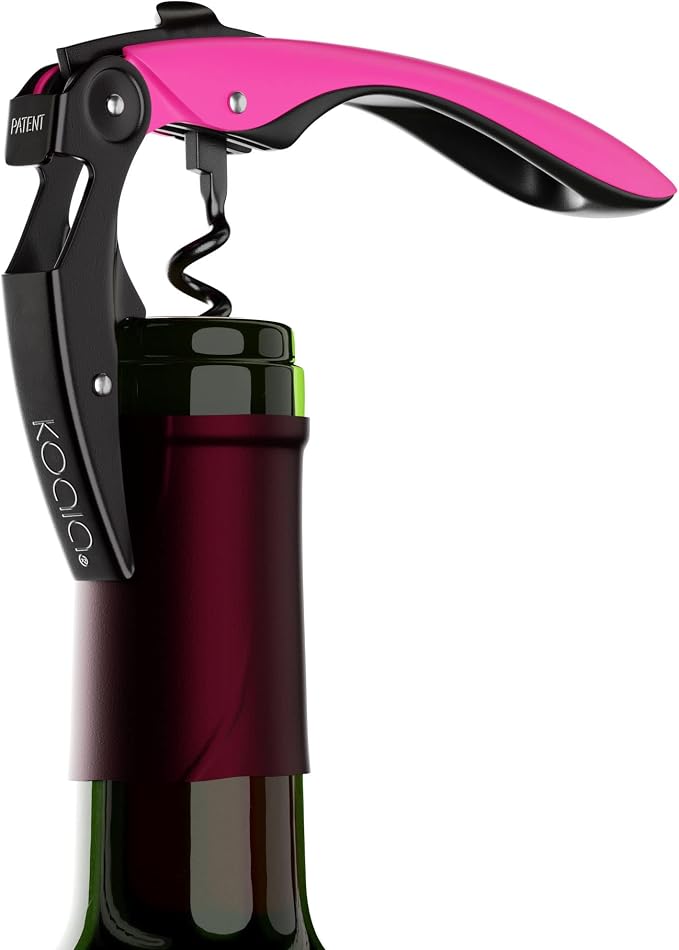 Koala Spain High Tech Two-Stroke Corkscrew, Patented Automatic Tab, Pink