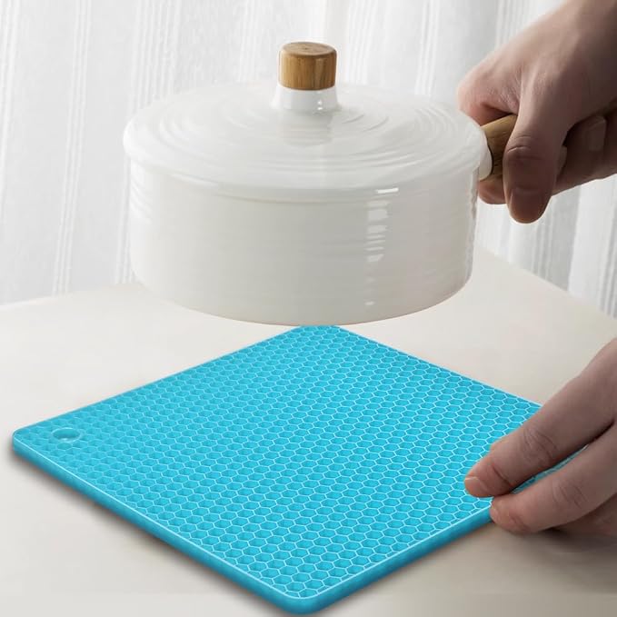 homEdge Silicone Square Trivets Mat, 6 Packs Multipurpose Non Slip Heat Resistant Pot Holder-Assorted Color