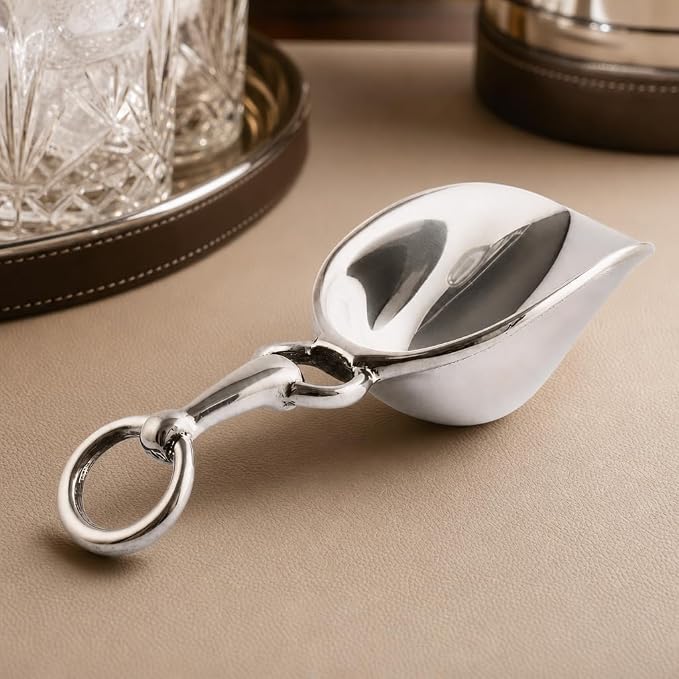 Arthur Court Equestrian Bit Handle Ice Scoop - Sand Casted and Hand Polished Aluminum - Perfect for Serving Ice and Dry Goods - 8 Inch Long