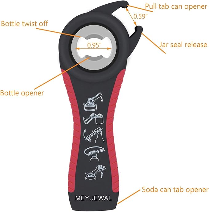 Jar Opener Bottle Opener for Weak Hands, 4&5 in 1 Multifunctional Non-Slip Can Lid Opener Tools with Silicone Jar Gripper Pad for Seniors, Children and Arthritic Hands(6-piece -set)