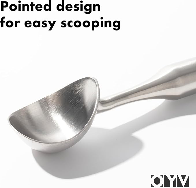 OYV 304 Stainless Steel Ice Cream Scoop, Ergonomically Designed Handle for Comfort, Heavy Duty Ice Cream Scooper, One-Piece Design Ice Cream Scoops, Dishwasher Safe