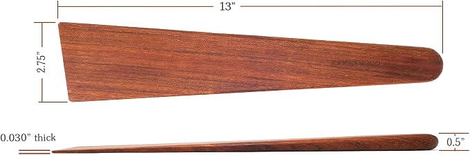 Earlywood 13 inch Handmade Wood Cooking Utensil for Kitchen, Multi-Purpose Scraper and Egg Turner, Cast Iron Scraper and Saute Spatula - Made in USA - Jatoba