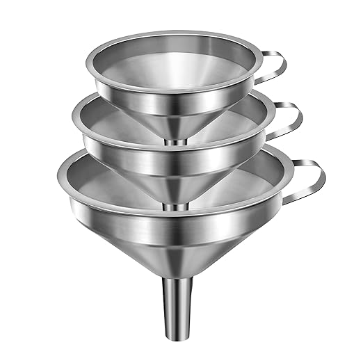 Small Funnels for Filling Bottles, Stainless Steel Small Kitchen Funnel Set of 3, Food Grade Mini Funnels for Kitchen Use Filling Bottles Liquor Flask Tiny Spice Cooking Powder Water 3in&2.2in&1.8in