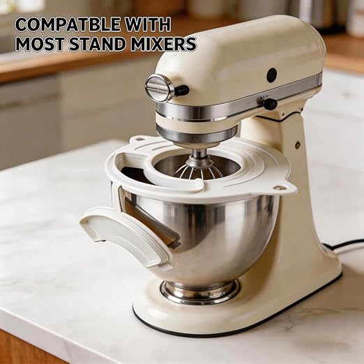 3PC Silicone Flour Funnel for Kitchen Aid Mixer Kitchen Aid Bowl Covers Mixer Bowl Cover,Kitchen Aid Bowl Cover Prevents Food from Spilling Over,Funnel for Kitchen Aid Mixer Foldable Wide Mouth Design