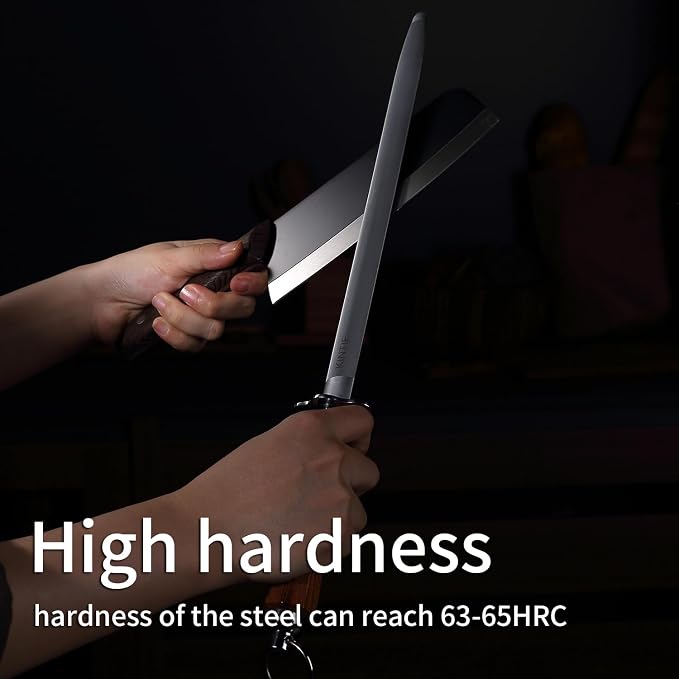 Sharpening Steel 10 inch Professional Honing Rod Knife Sharpener, Fine Lines, High hardness, Flat Knife Honing Steel