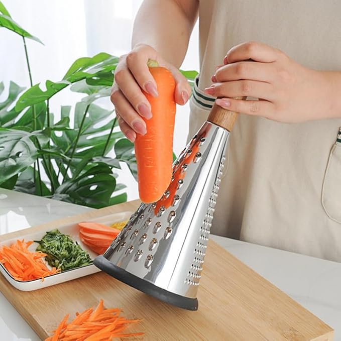 Kitchen Grater Potato Grater Fruit Chopper Home Tools Cheese Grater Vegetable Stripper Handle Cheese Graters Cone-Shaped Vertical Kitchen Accessory Wood