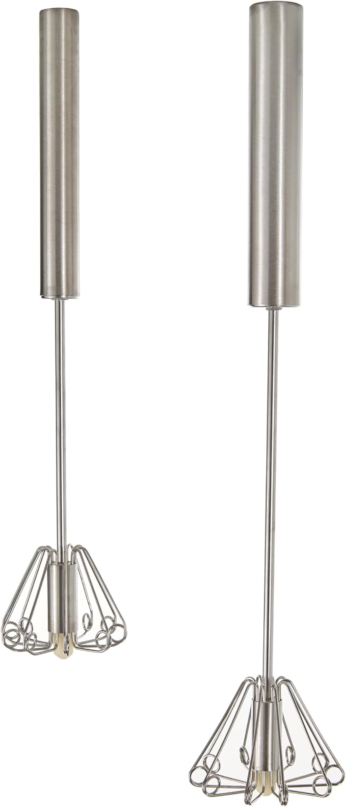 BergHOFF Essentials 2Pc Stainless Steel Miracle Whisk Set, Rotate Balloon Head, Heavy-duty Handle, Beating Eggs, Dough, Mixing, Stirring, Silver