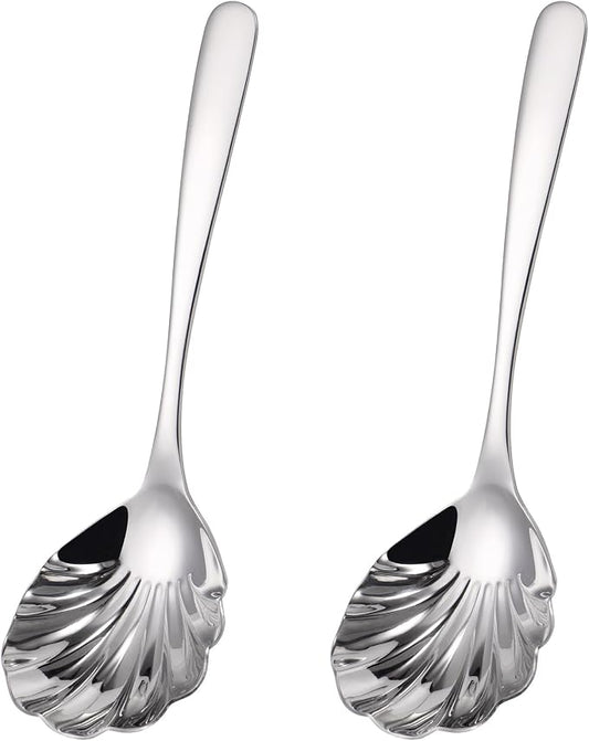 Large Serving Spoon,9" Serveware Spoons Set,Stainless Steel Catering Serving Utensils for Party Buffet Dinner Banquet Cooking Kitchen Basics,Dishwasher Safe(Silver)