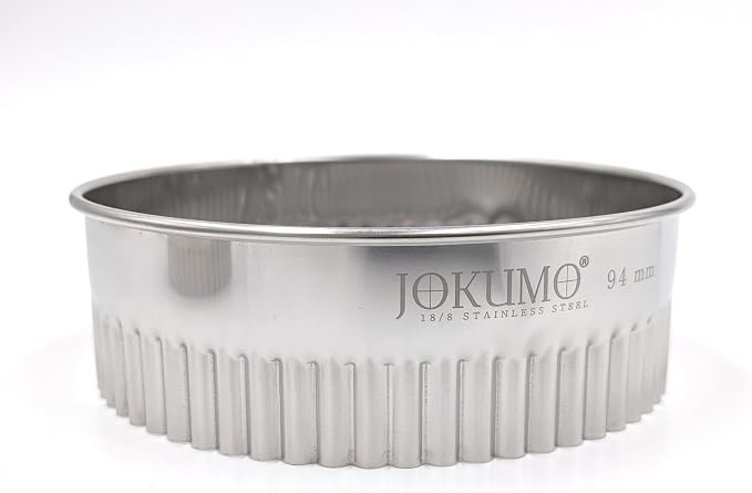 11 Piece Graduated Sizes Fluted Edge Round Pastry/Cookie Cutter Set Heavy Duty 18/8 304 Stainless Steel – Metal Engrave Size –Tin Storage Box for Scones, Pastries, Baking, Desserts, Muffins,