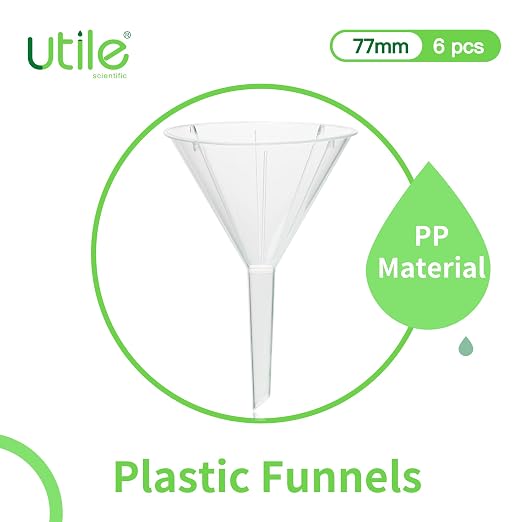 Utile 6pcs Plastic Analytical Funnel Set, PP Material, Top Diameter 70mm, Small Funnel for Lab Bottles, Recreational Activities, 4512.0015.6