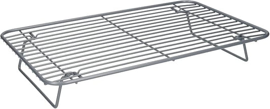 MasterClass Smart Ceramic Roasting/Cooling Rack with Non Stick Coating and Folding Legs, Carbon Steel Wire, Grey, 35.5 x 23cm