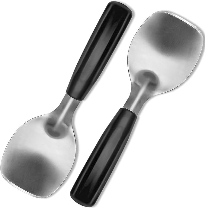 9" Heavy Duty Ice Cream Spade,Non-Slip Stainless Steel Spoon Scraper,Perfect Paddle for Scooping and Serving Hard Frozen Treats Gelato and Creamier Frozen Desserts(2PCS)
