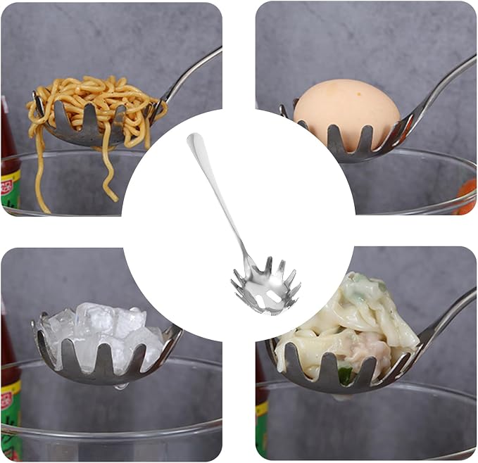 Stainless Steel Spaghetti Spoon 9.44 Inch Pasta Server with Comfortable Handle for Noodle Dumpling and Ice Scooping in Home and Restaurant