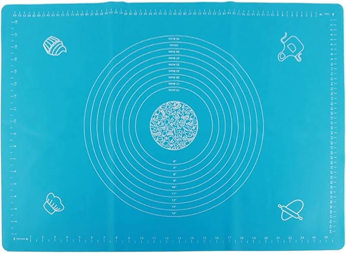 Non Stick Silicone Dough Mat, Silicone Non Stick Rolling Kneading Dough Pad Mat with Scales Kitchen Baking Accessories Silicone Pastry Mat for Baking (50 * 70cm)