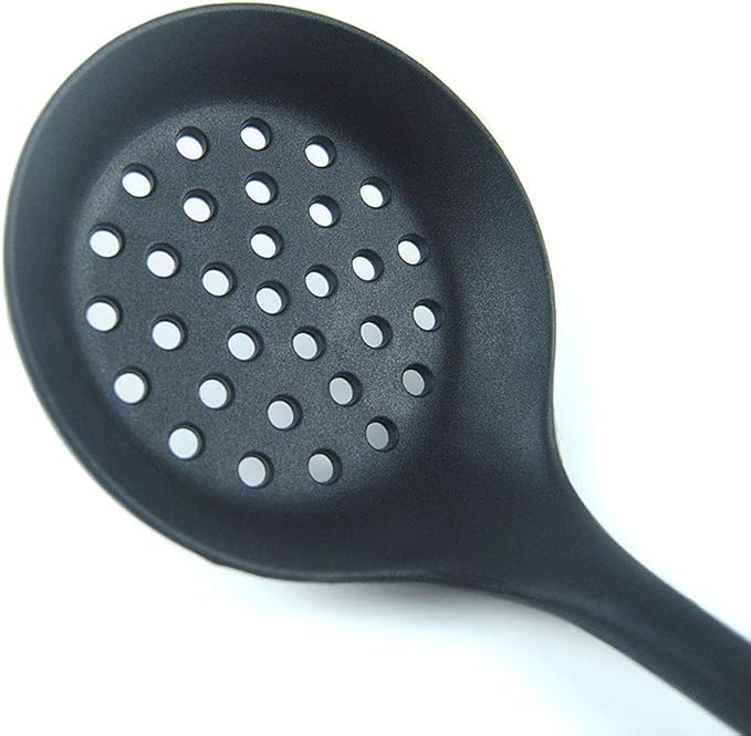 Silicone Slotted Skimmer Spatula Lightweight Slotted Spoon Skimmer Spoon Strainer Ladle with Long Handle (Red)
