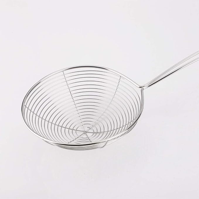 uxcell Metal Wire Spiral Mesh Home Kitchen Frying Perforated Spoon Skimmer Strainer Ladle 4.5 Inch Dia