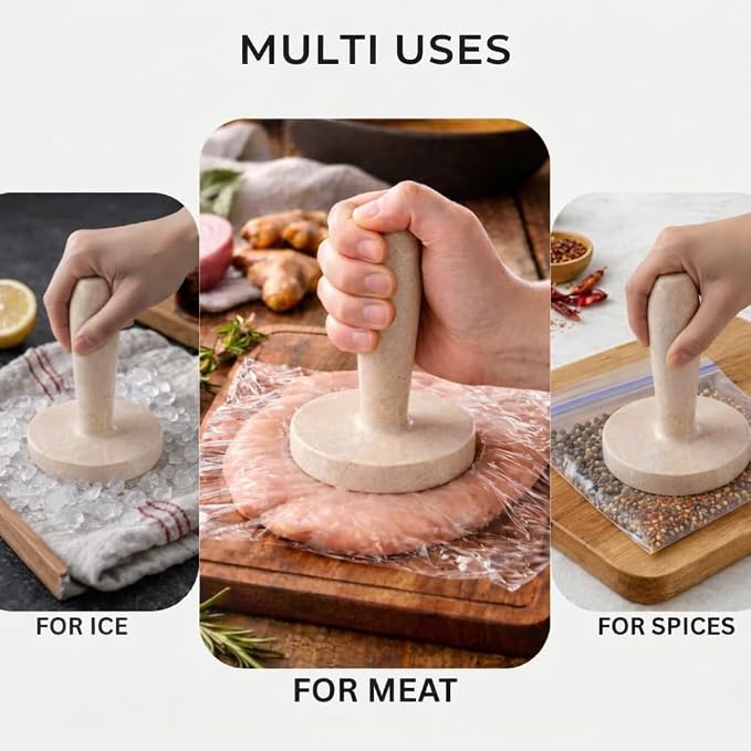 Marble Meat Pounder Tenderizer 5" Inches Verona Handmade Round Chicken Flattener Tool - Works Great As A Smash Burger Press - Meat Flattener for Steak, Chicken, Pork