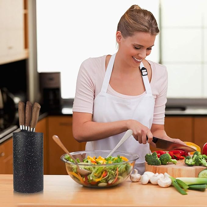Universal Knife Block without Knives Multi-Functional Freedom Knife Storage Stand Resin Round Knife Holder Unique Design Slot to Protect Blades Detachable Easy to Clean Countertop Knife Holder