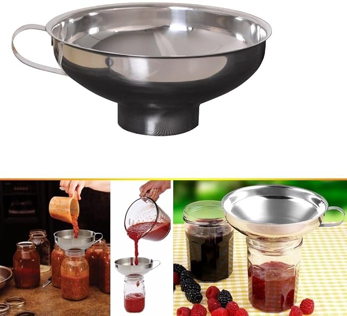 Wide-Mouth Canning Funnel With Handle For Mason Jar,Stainless Steel Kitchen Funnel For Regular and Wide Mouth Jars