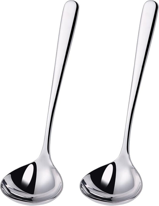 2 oz. Soup Ladles SUS304 Stainless Steel Gravy Ladle for Serving,9.5 Inch Sauce Ladel Spoon(Silver)(Set of 2)