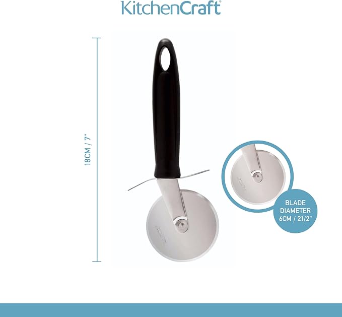 KitchenCraft KCPIZZA Pizza Cutter Wheel with Nylon Handle, Stainless Steel, 20 cm