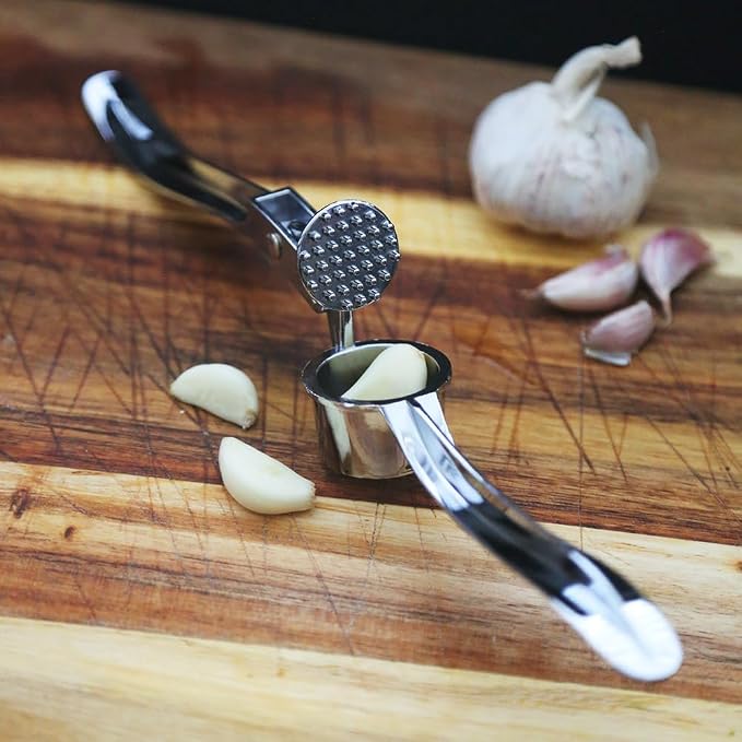 TRIXES Garlic Press, Steel Kitchen Utensil Ginger Mincer