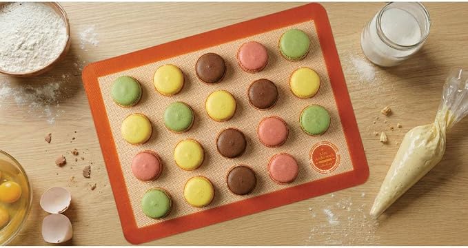 Mrs. Anderson’s Baking Macaron Mat, Oven Safe Silicone Reusable Baking Mat, For Cookies And Pastries, Fits Half-Size Pans