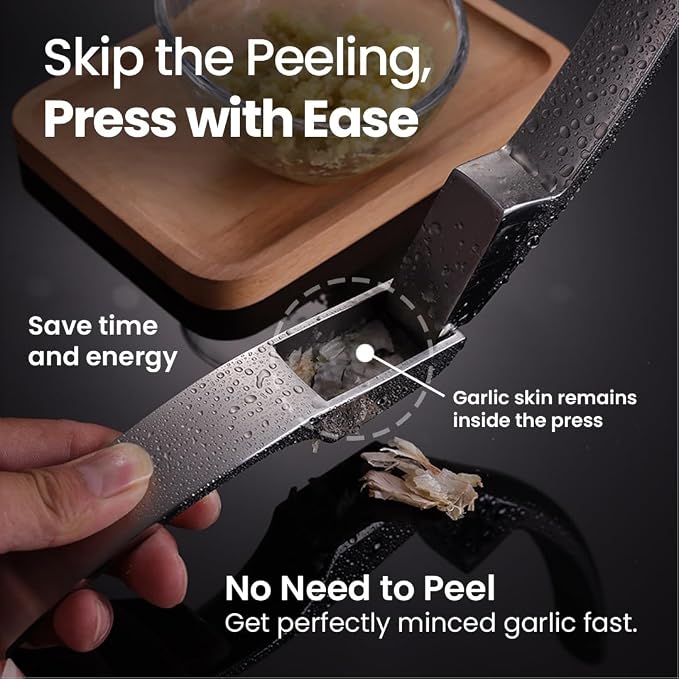 Lifetime Replacement Garlic Press Stainless Steel No Need to Peel Detachable Handles for Coarse & Fine Mincing-Premium Garlic Mincer Tool, Easy to Clean, Dishwasher Safe Garlic Crusher